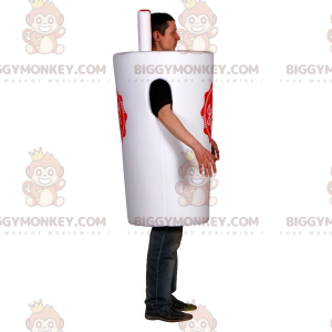 Costume de mascotte BIGGYMONKEY™ de gobelet blanc avec une