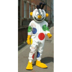 BIGGYMONKEY™ Clown Polka Dot Witte Sneeuwpop Mascotte Kostuum -