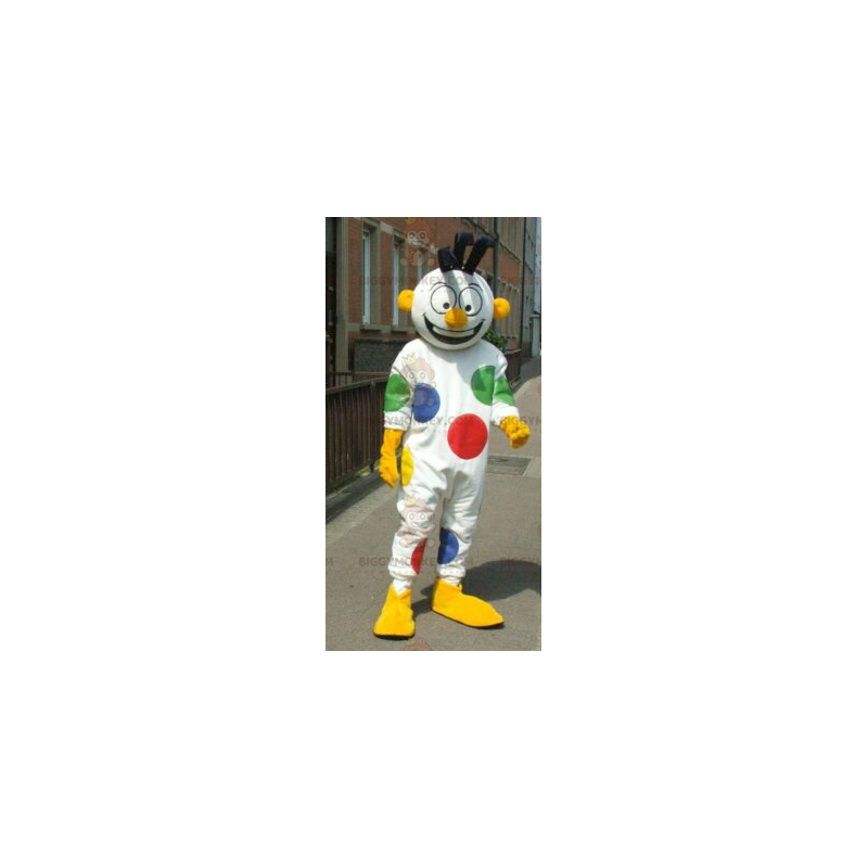 Kostium maskotka białego bałwana klauna w kropki BIGGYMONKEY™ -