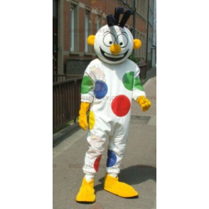 BIGGYMONKEY™ Clown Polka Dot White Snowman Mascot Costume –