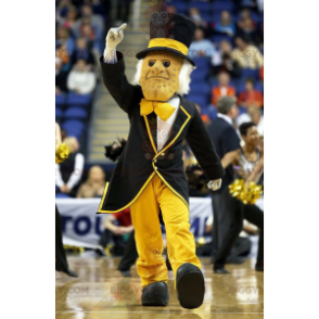 BIGGYMONKEY™ Mascot Costume of Man in Black Suit with Top Hat -