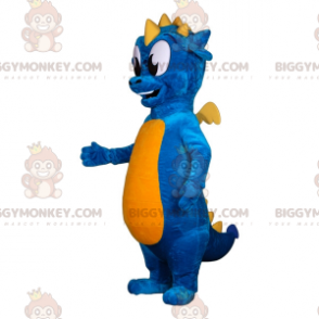 Traje de mascote de dragão azul e amarelo BIGGYMONKEY™.