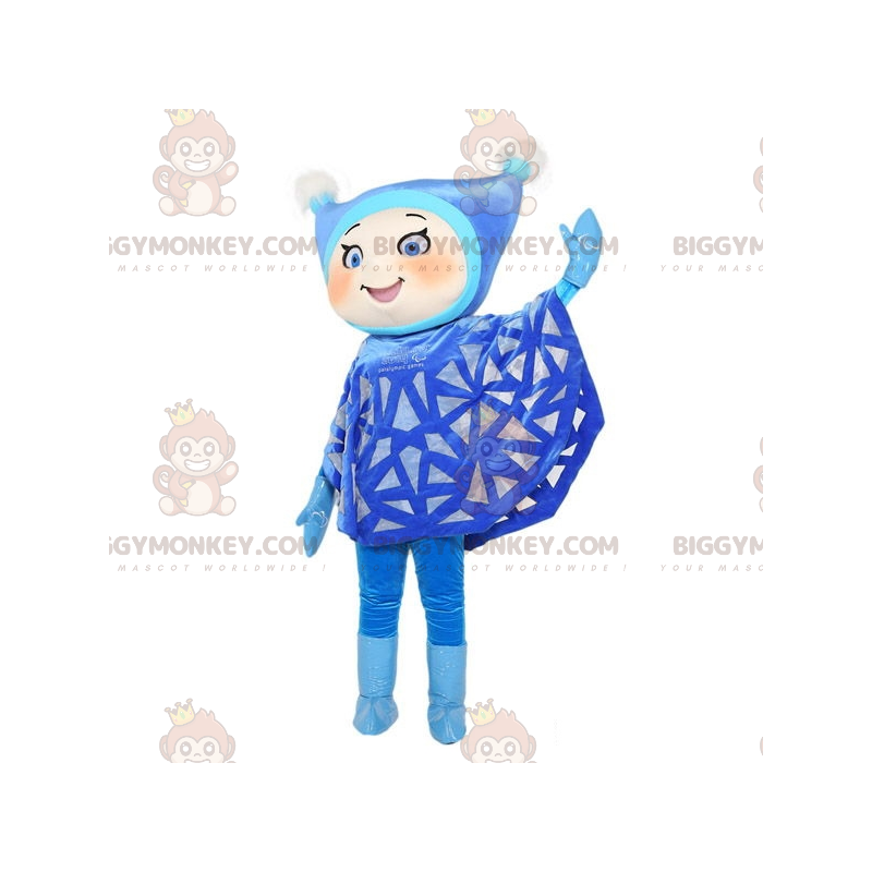 BIGGYMONKEY™ costume mascotte da ragazza vestita di blu con