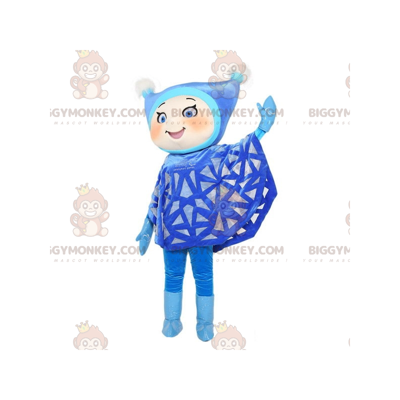 BIGGYMONKEY™ mascot costume of girl dressed in blue with a hat