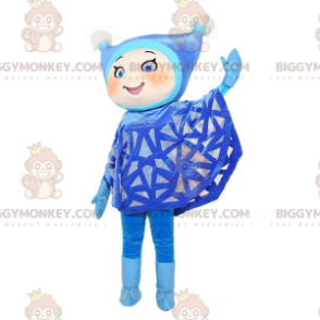 BIGGYMONKEY™ costume mascotte da ragazza vestita di blu con