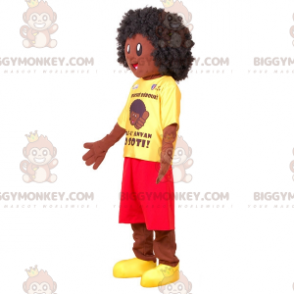 Traje de mascote de menino africano BIGGYMONKEY™ com roupa