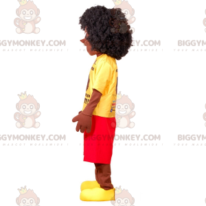 Afrikansk dreng BIGGYMONKEY™ maskotkostume med gult og rødt