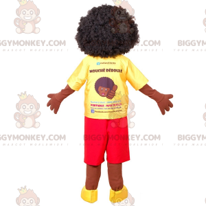 Mascotte kostuum Afrikaanse jongen BIGGYMONKEY™ met gele en