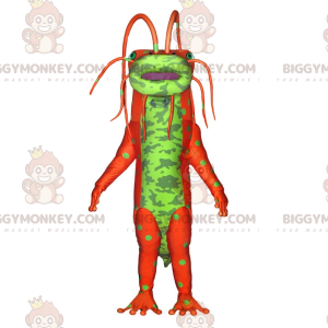 Traje de mascote BIGGYMONKEY™ monstro verde e laranja com