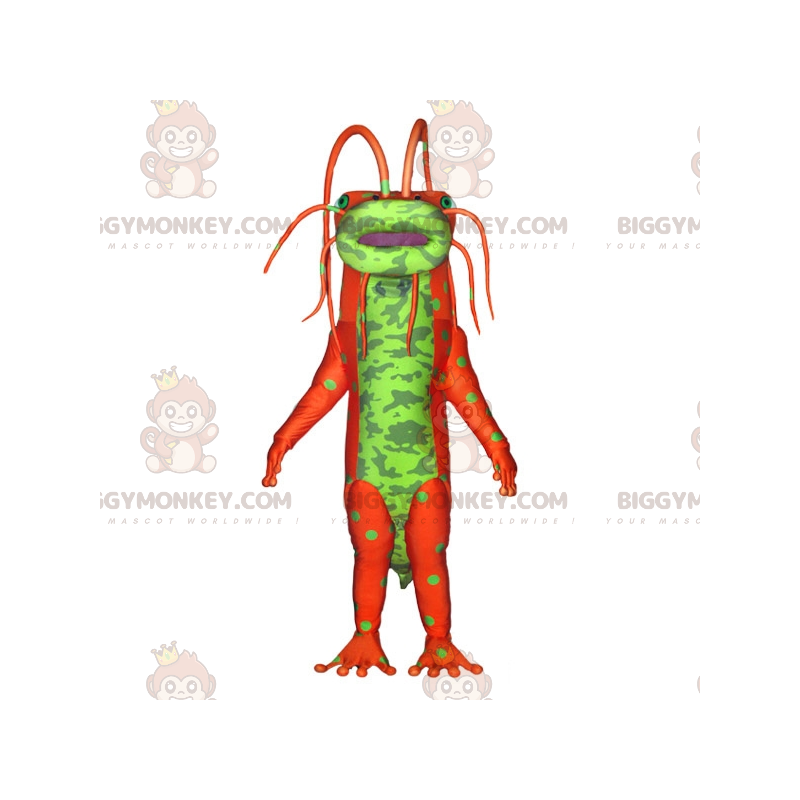 Disfraz de mascota monstruo insecto verde y naranja