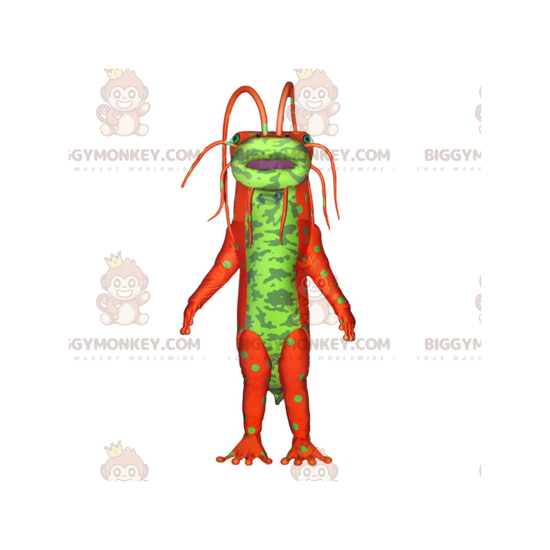 Groen en oranje insectenmonster BIGGYMONKEY™ mascottekostuum