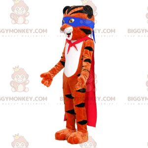Orange och svart tiger BIGGYMONKEY™ maskotdräkt med pannband
