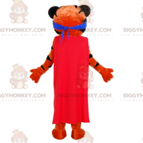 Kostým oranžovo-černého tygra BIGGYMONKEY™ maskota s čelenkou a