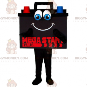 Schwarz-blaues und rotes BIGGYMONKEY™-Maskottchen-Kostüm für