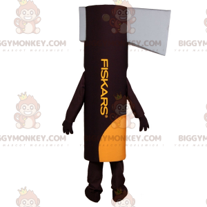 Costume mascotte BIGGYMONKEY™ Ascia gigante marrone e grigio.