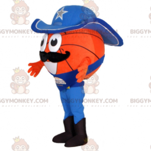 Basketball BIGGYMONKEY™ Maskottchenkostüm als Cowboy verkleidet