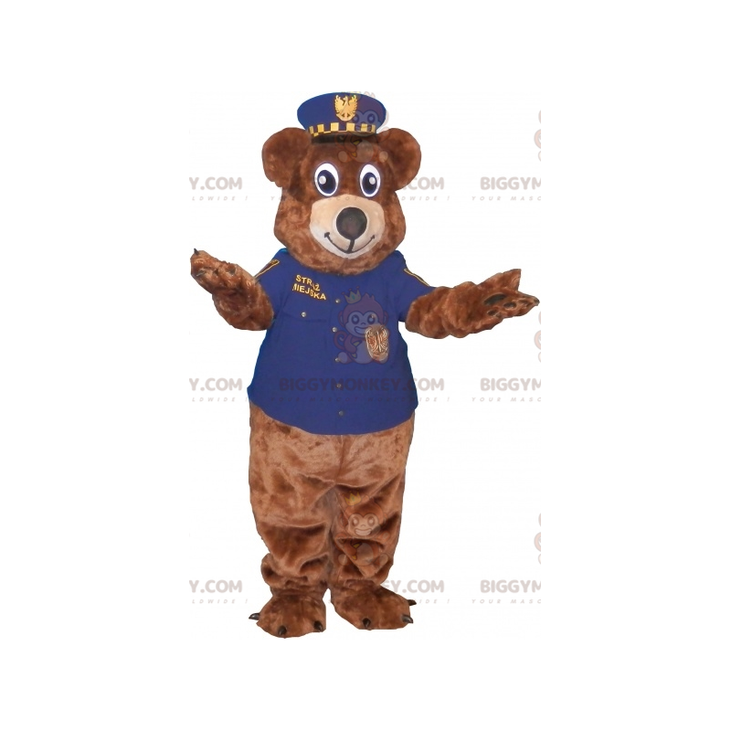 Brown Bear BIGGYMONKEY™ Mascot Costume Dressed In Police