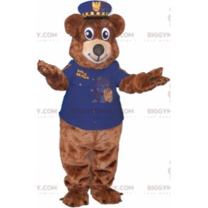 Brauner Bär BIGGYMONKEY™ Maskottchenkostüm in Polizistenuniform