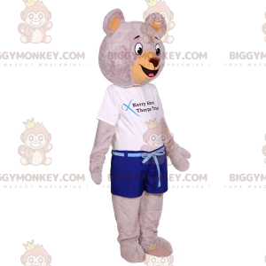 Big Grey Teddy BIGGYMONKEY™ Maskotdräkt klädd i sommaroutfit -