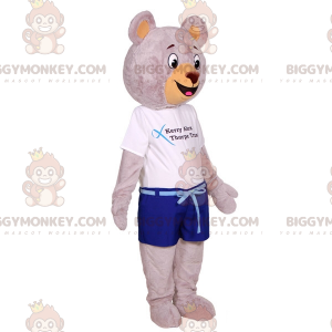 Costume de mascotte BIGGYMONKEY™ de gros nounours gris habillé