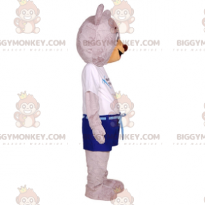 Big Grey Teddy BIGGYMONKEY™ Maskotdräkt klädd i sommaroutfit -