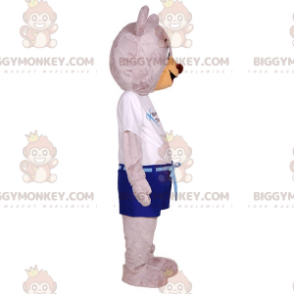 Kostým Big Grey Teddy BIGGYMONKEY™ Maskot oblečený v letním
