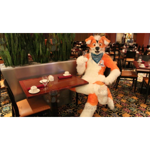 Costume de mascotte BIGGYMONKEY™ de chien orange et blanc -