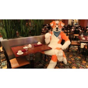 Costume de mascotte BIGGYMONKEY™ de chien orange et blanc -
