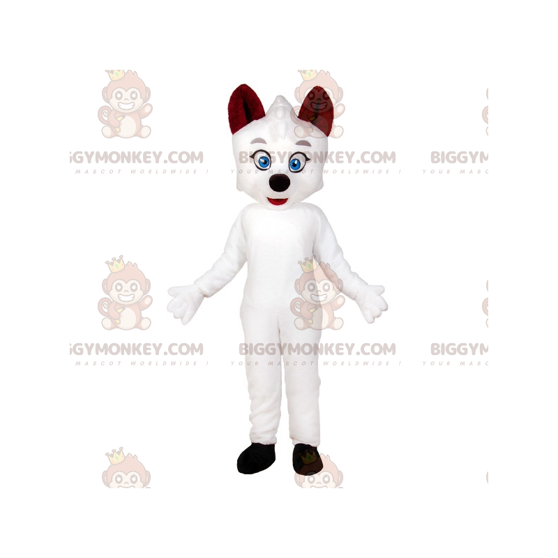 Blue Eyed White Cat BIGGYMONKEY™ Mascot Costume. White Dog