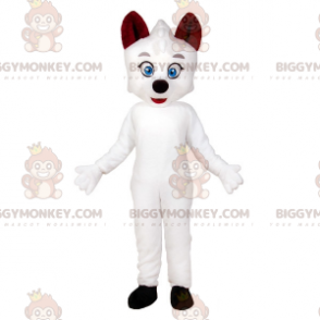 Costume de mascotte BIGGYMONKEY™ de chat blanc aux yeux bleus.