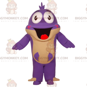 Costume de mascotte BIGGYMONKEY™ de poisson violet et beige