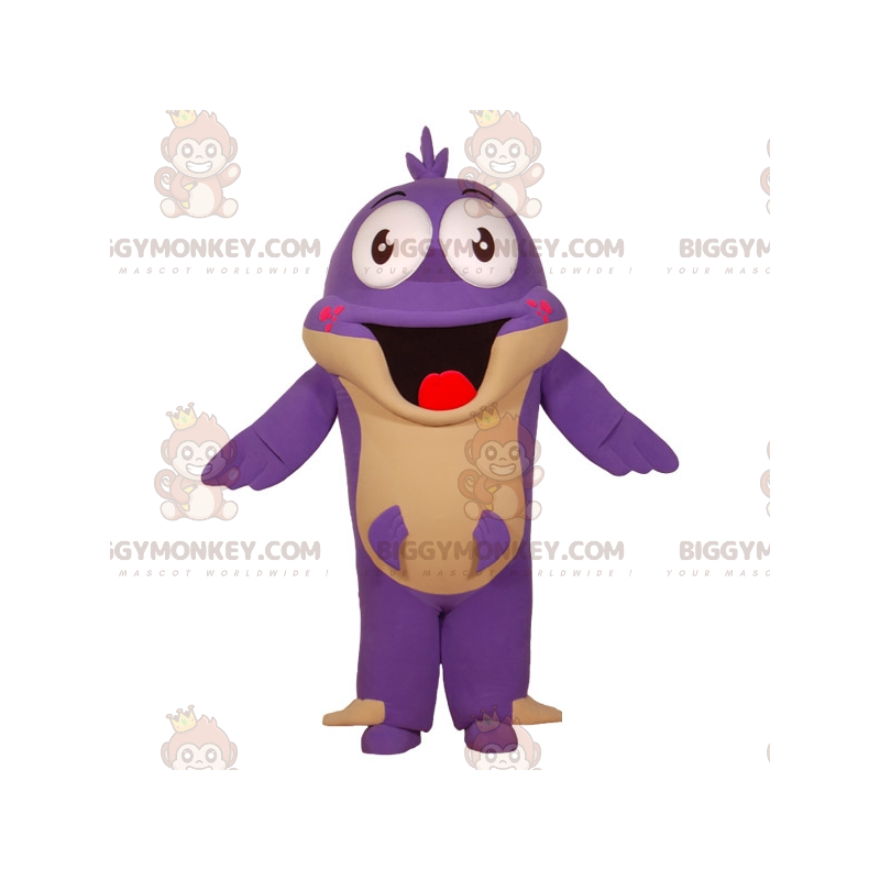 Disfraz de mascota BIGGYMONKEY™ Pez morado y tostado sonriente