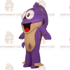 Costume de mascotte BIGGYMONKEY™ de poisson violet et beige