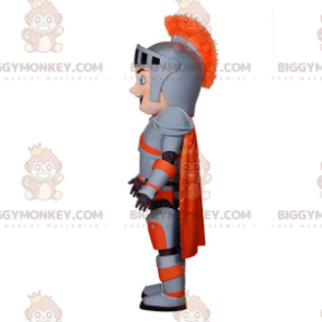 Knight BIGGYMONKEY™ maskotkostume med grå og orange rustning -