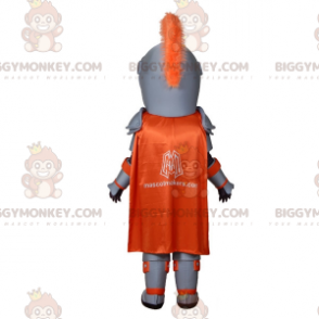 Knight BIGGYMONKEY™ maskotkostume med grå og orange rustning -