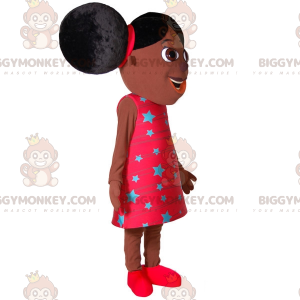 Maskotdräkt för afrikansk tjej BIGGYMONKEY™ med två stora