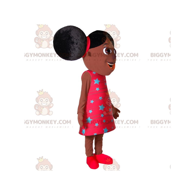 Afrikkalaisen tytön BIGGYMONKEY™ maskottiasu kahdella isolla