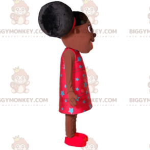 Maskotdräkt för afrikansk tjej BIGGYMONKEY™ med två stora