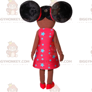 African girl BIGGYMONKEY™ mascot costume with two big quilts –