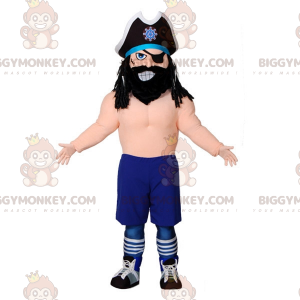 Kostým piráta BIGGYMONKEY™ maskota s velkým kloboukem a páskou