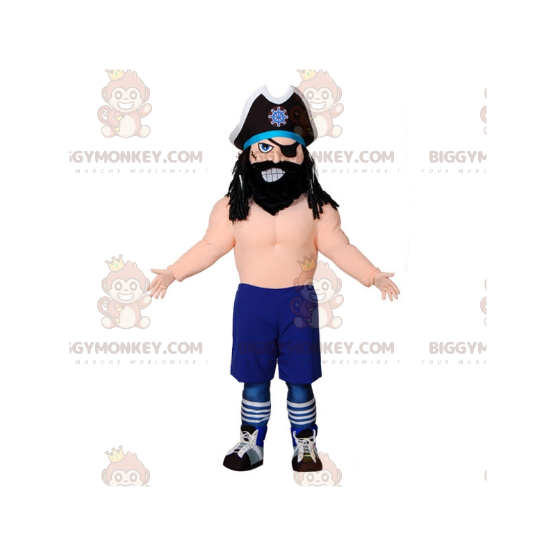 Pirate BIGGYMONKEY™ Mascot Costume with Big Hat and Eye Patch -