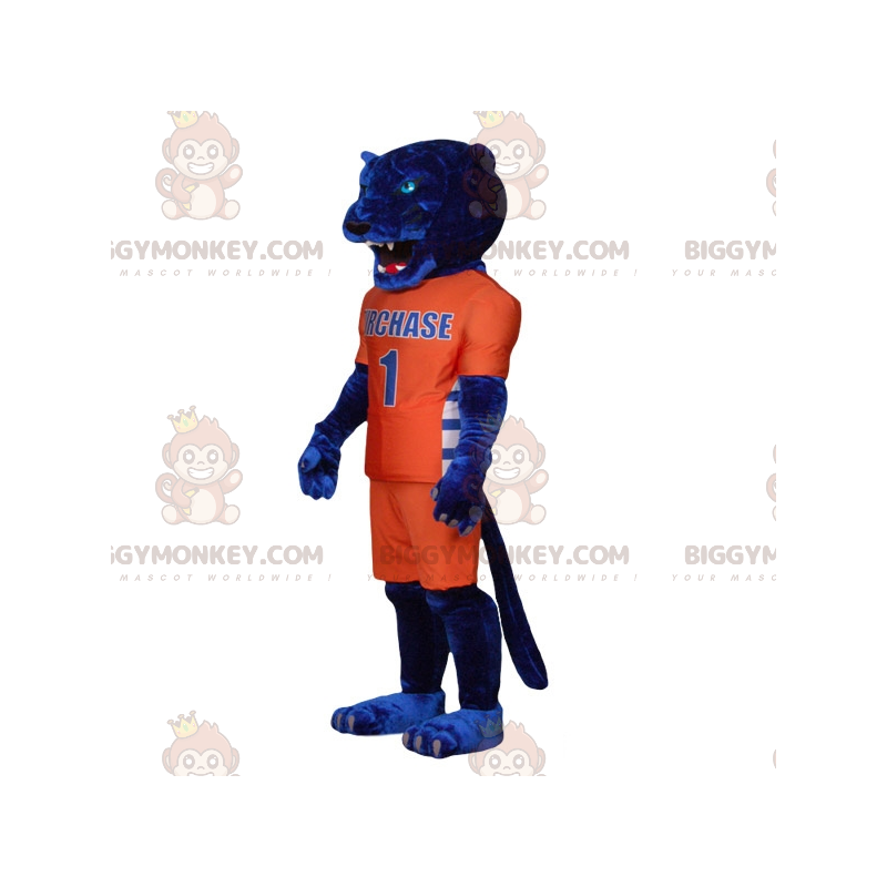 BIGGYMONKEY™ Maskottchenkostüm Blauer Tiger in orangefarbener