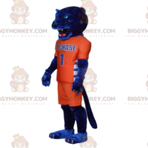 Disfraz de mascota BIGGYMONKEY™ con mosca azul y negra en ropa deportiva