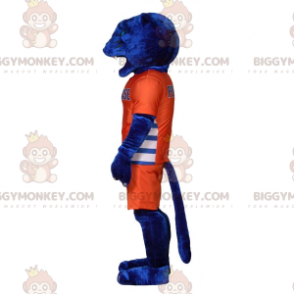 BIGGYMONKEY™ Maskottchenkostüm Blauer Tiger in orangefarbener