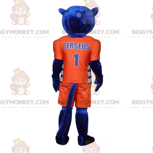 BIGGYMONKEY™ maskottiasu Blue Tiger In Orange Sportswear -