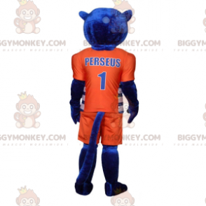 BIGGYMONKEY™ Maskottchenkostüm Blauer Tiger in orangefarbener