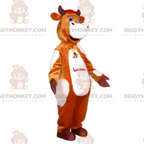 Realistický kostým hnědobílé krávy BIGGYMONKEY™ s maskotem –