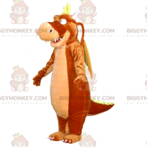 Costume de mascotte BIGGYMONKEY™ de dragon marron beige et