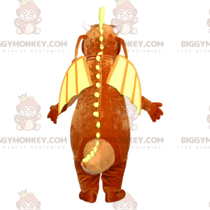 Costume de mascotte BIGGYMONKEY™ de dragon marron beige et