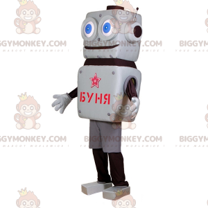 BIGGYMONKEY™ mascottekostuum grijs en zwarte robot met grote